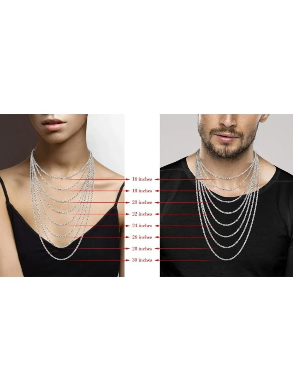 Sterling Silver 925 Rope Chain Necklace for Men & Women - 2mm & 3mm Options